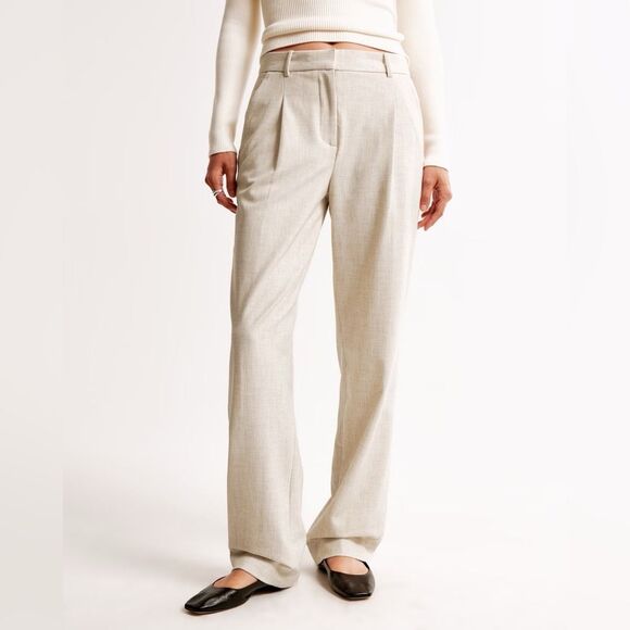 NEW Abercrombie A&F Quinn Tailored Straight Pant in Oatmeal Size 27/4 Short - Picture 5 of 14